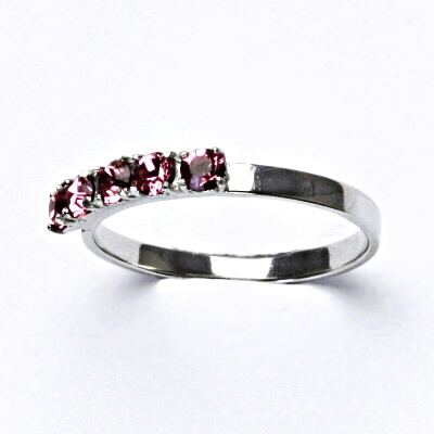 Stříbrný prsten se Swarovski krystaly, rose, prsten ze stříbra, T 1340