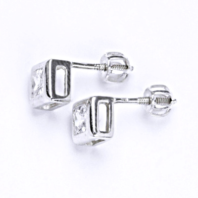 Stříbrné náušnice s čirým zirkonem, náušnice ze stříbra NŠ 1030