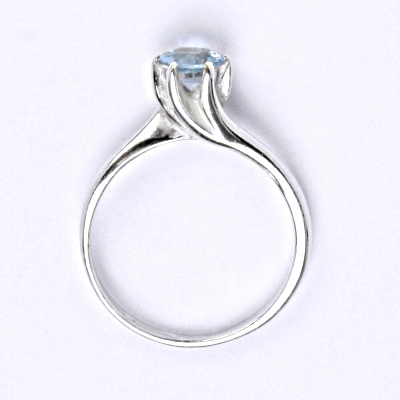 Stříbrný prsten s akvamarínem, zásnubní prsten ze stříbra T 1059 A