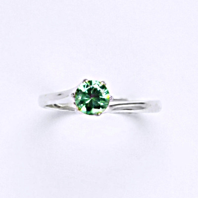 Stříbrný prsten se zirkonem emerald, zásnubní prsten ze stříbra T 1059 