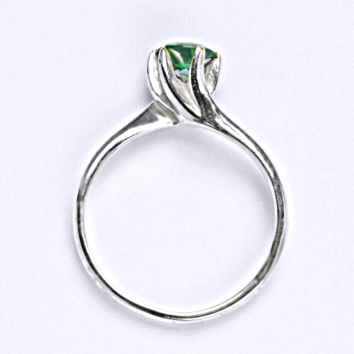 Stříbrný prsten se zirkonem emerald, zásnubní prsten ze stříbra T 1059 