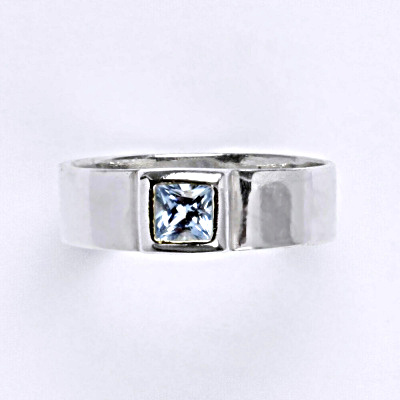 Stříbrný prsten s akvamarínem,prsten ze stříbra T 1062 A