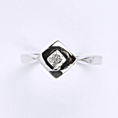 Stříbrný prsten s čirým zirkonem, prsten ze stříbra T 1118