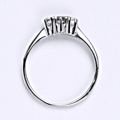 Zlatý prsten, zirkony čiré a akvamarin, bílé i žluté zlato - T 1264