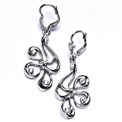 Stříbrné náušnice s čirými zirkony na patent, NK 1431