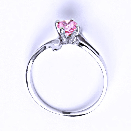 Zlatý prsten , bílé i žluté zlato ,růžový zirkon - T 1165