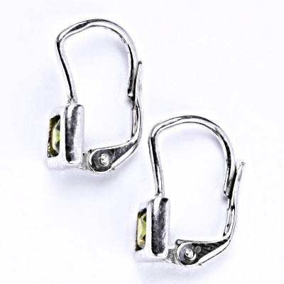 Zlaté náušnice, bílé i žluté zlato , zirkon olivín - NK 1030