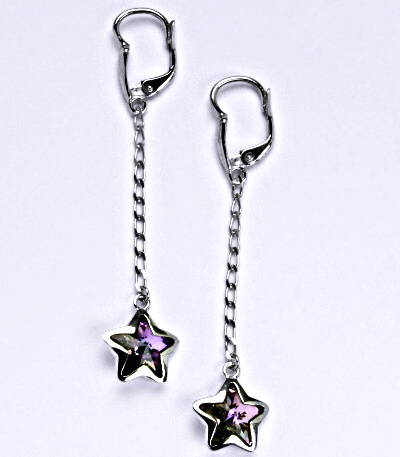 Stříbrné náušnice se Swarovski krytalem vitrail light, hvězda, NK 1325/1/20
