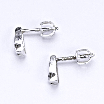 Stříbrné náušnice s čirým zirkonem na šroubek, NŠ 1097