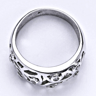 Stříbrný prsten s čirými zirkony, prstýnek ze stříbra T 1427