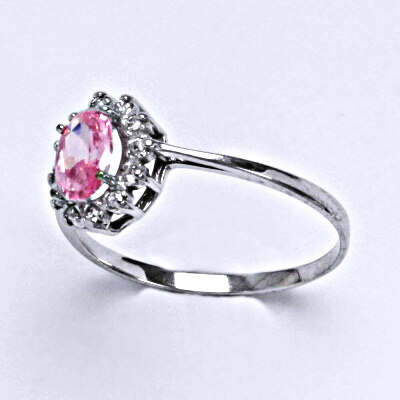Stříbrný prsten Kate, zirkon pink a čiré zirkony - VR 247