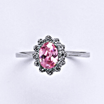 Stříbrný prsten Kate, zirkon pink a čiré zirkony - VR 247
