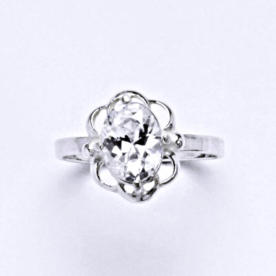 Stříbrný prsten s čirým zirkonem,prsten ze stříbra T 1140