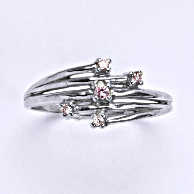 Stříbrný prsten s růžovými zirkony, prsten ze stříbra T 1415