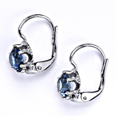 Stříbrné náušnice se syntetickým aquazirkonem, NK 1429