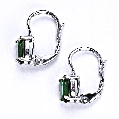 Stříbrné náušnice, zirkon emerald světlý 7x5 mm - NK 1246