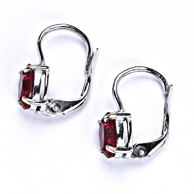 Zlaté náušnice ,bílé i žluté zlato , zirkon ruby 7x5 mm - NK 1246