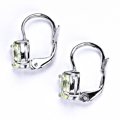 Zlaté náušnice ,bílé i žluté zlato , zirkon chryzolit 7x5 mm - NK 1246