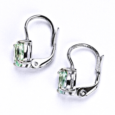 Stříbrné náušnice , zirkon peridot 7x5 mm - NK 1246