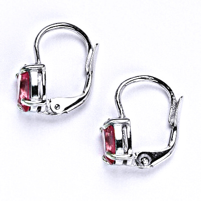 Zlaté náušnice ,bílé i žluté zlato , růžový zirkon 7x5 mm - NK 1246