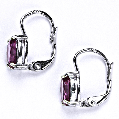 Zlaté náušnice, zirkon fuchsia, bílé i žluté zlato -  NK 1245 