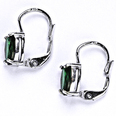 Zlaté náušnice, zirkon emerald , bílé i žluté zlato - NK 1245