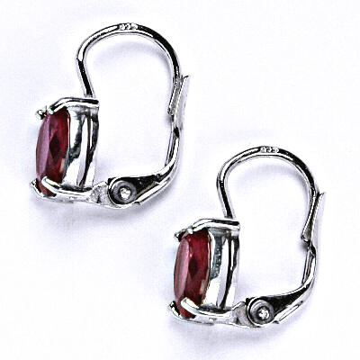 Zlaté náušnice, zirkon rubín, bílé i žluté zlato -  NK 1245