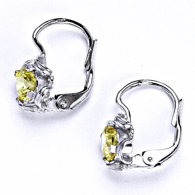 Stříbrné náušnice se syntetickým yellow zirkonem, NK 1448
