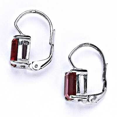 Stříbrné náušnice se syntetickým ruby zirkonem, NK 1446
