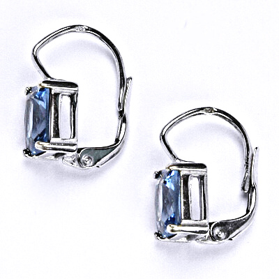 Stříbrné náušnice se syntetickým akvamarínem, NK 1446