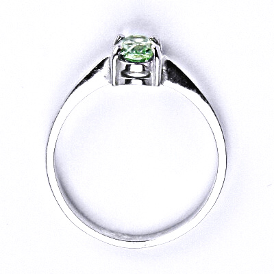 Stříbrný prsten se syntetickým zirkonem peridot 7x5 mm, T 1246