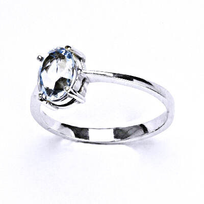 Zlatý prsten ,zirkon akvamarín , bílé i žluté zlato - T 1245