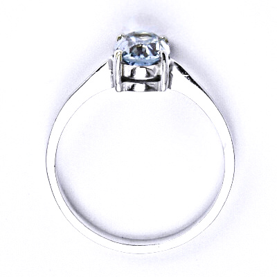 Stříbrný prsten, zirkon akvamarín 8x6 mm - T 1245
