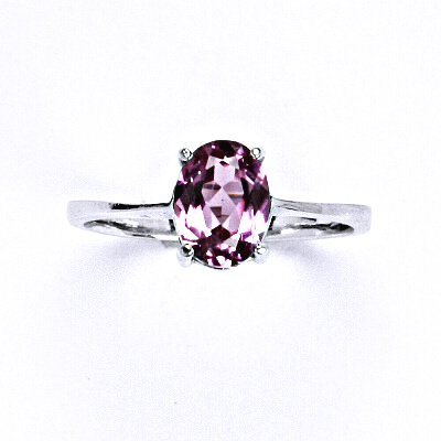 Zlatý prsten, zirkon fuchsia, bílé i žluté zlato - T 1245