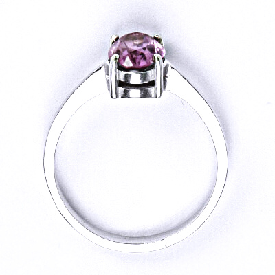 Zlatý prsten, zirkon fuchsia, bílé i žluté zlato - T 1245