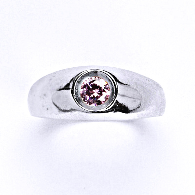 Stříbrný prsten s růžovým zirkonem , zásnubní, T 1418