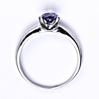 Stříbrný prsten se syntetickým zirkonem ametyst, T 1458