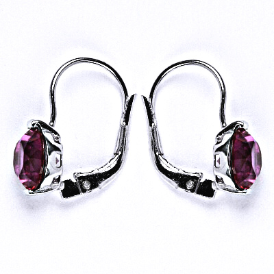 Stříbrné náušnice se syntetickým zirkonem fuchsia, náušnice ze stříbra, NK 1461
