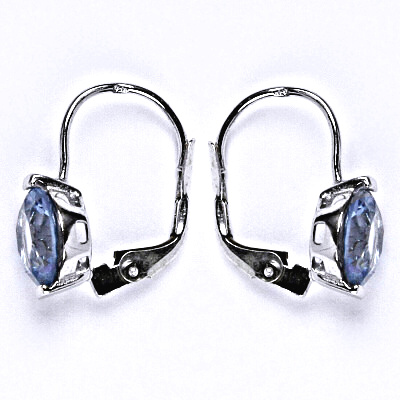 Stříbrné náušnice se syntetickým zirkonem akvamarín, náušnice ze stříbra, NK 1461