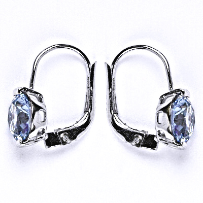 Stříbrné náušnice se syntetickým zirkonem světle modrým, náušnice ze stříbra, NK 1461