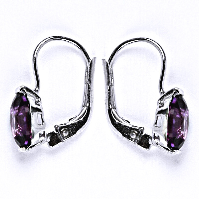 Stříbrné náušnice se syntetickým zirkonem ametyst, náušnice ze stříbra NK 1462