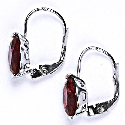 Stříbrné náušnice se syntetickým rubínem, náušnice ze stříbra NK 1462