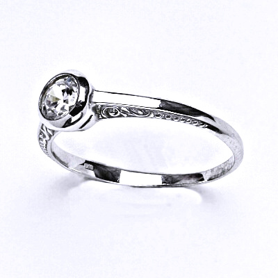 Zlatý prsten , bílé i žluté zlato ,čirý zirkon - T 1443