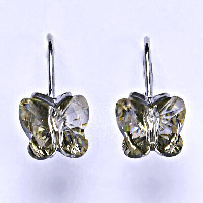 Náušnice stříbrné na patent s krystalem Swarovski-motýlek 10mm NK 1307