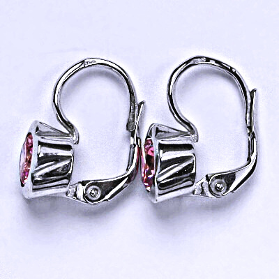 Stříbrné náušnice kytičky , pink zirkon - NK 1271