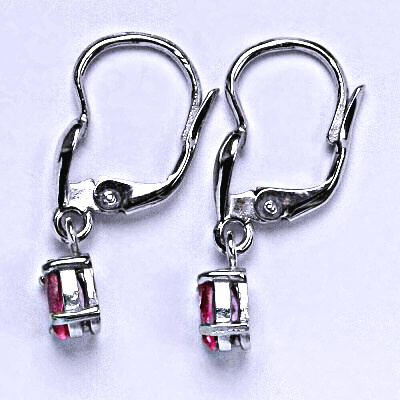 Stříbrné náušnice s růžovými zirkony, visací náušnice ze stříbra NK 1247/27