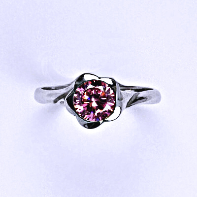 Stříbrný prsten s růžovým zirkonem T 1271 