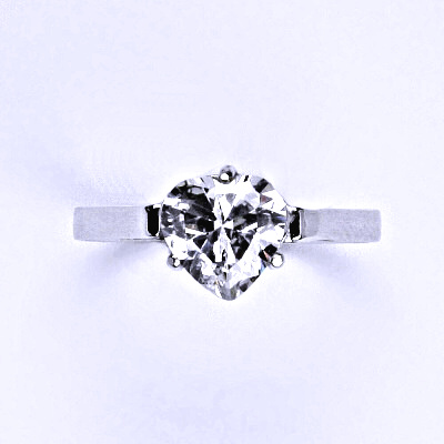 Stříbrný prsten s čirým zirkonem, srdce stříbrný prstýnek T 1081