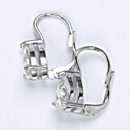 Stříbrné náušnice s čirým syntetickým zirkonem 8 x 6 mm, NK 1361