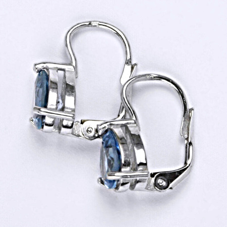 Stříbrné náušnice se syntetickým zirkonem akvamarín 8 x 6 mm, NK 1361